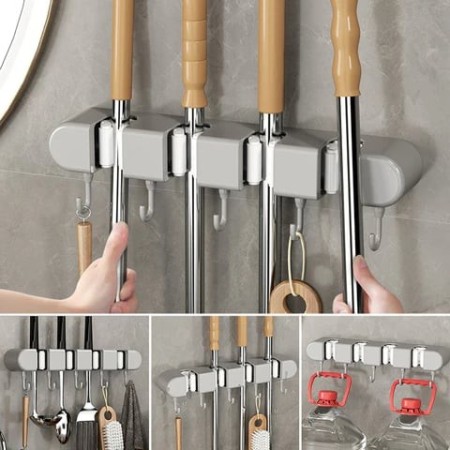 Mop Holder With Hooks